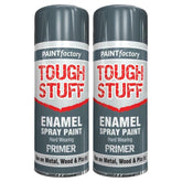 2X Paint Factory Tough Stuff Enamel Grey Primer 400ml Spray Paint